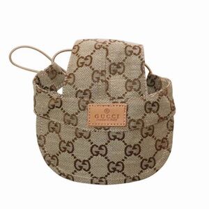 PET CLOTHES- Beige Monogram Dog Hat